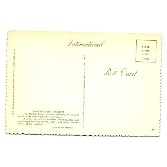 Vintage Postcard Painted Desert Arizona C.94 Sandstone Clay D-16332 Landscape - Picture 2 of 2